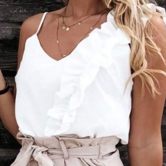 Solid Ruffle Detail Fitted Cami Tank top - Picture 1 of 7
